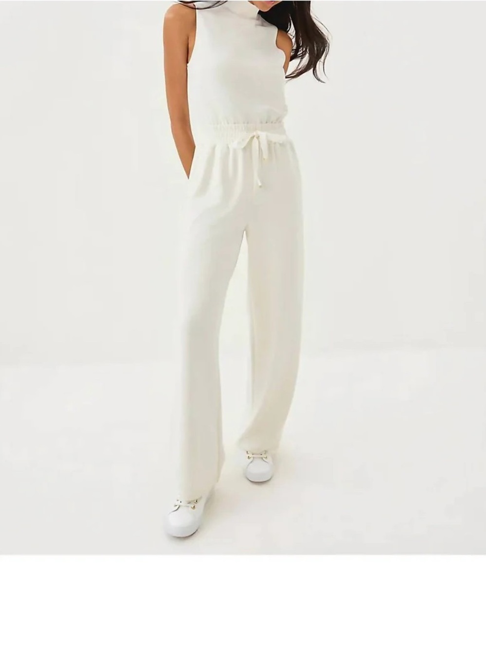 Lilly Pulitzer UPF 50+ Amore Wide Leg Jumpsuit Medium Coconut